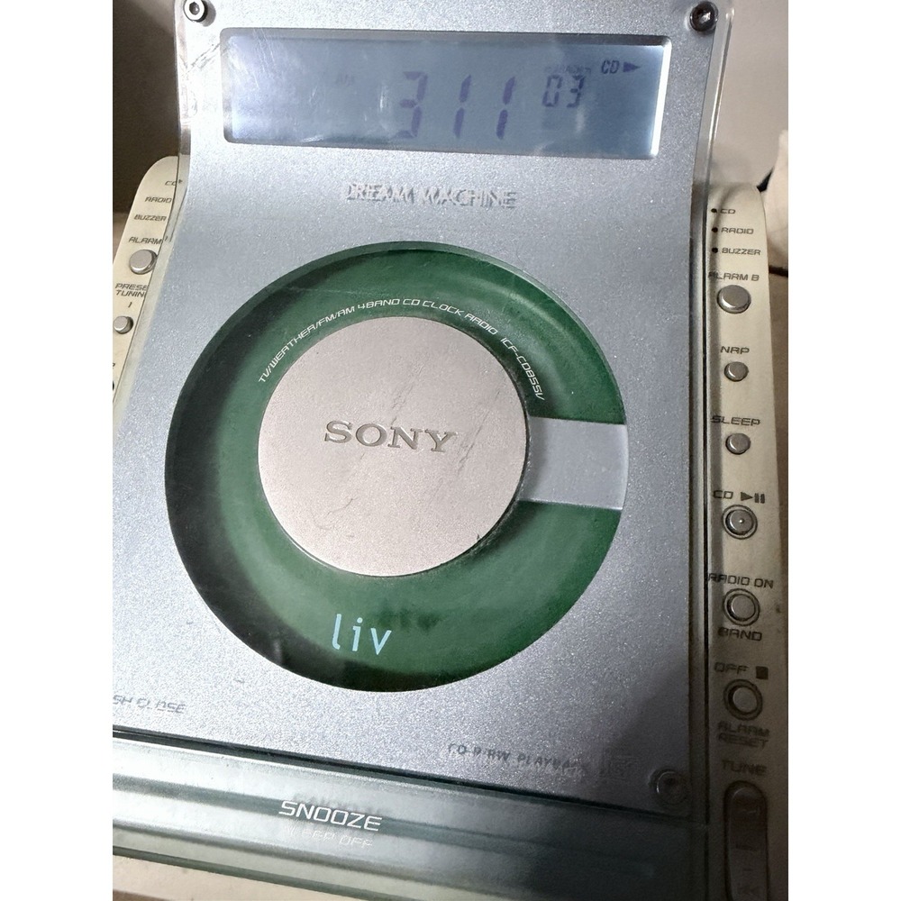 Sony Dream Machine CD Player Alarm Clock Radio ICF-CD855V - TESTED, WORKS